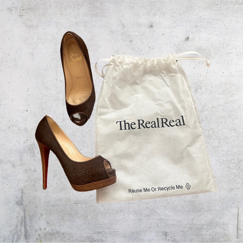 Christian Louboutin Altadama Brown Peep-Toe Pumps